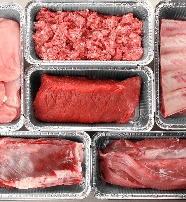 Meat in containers